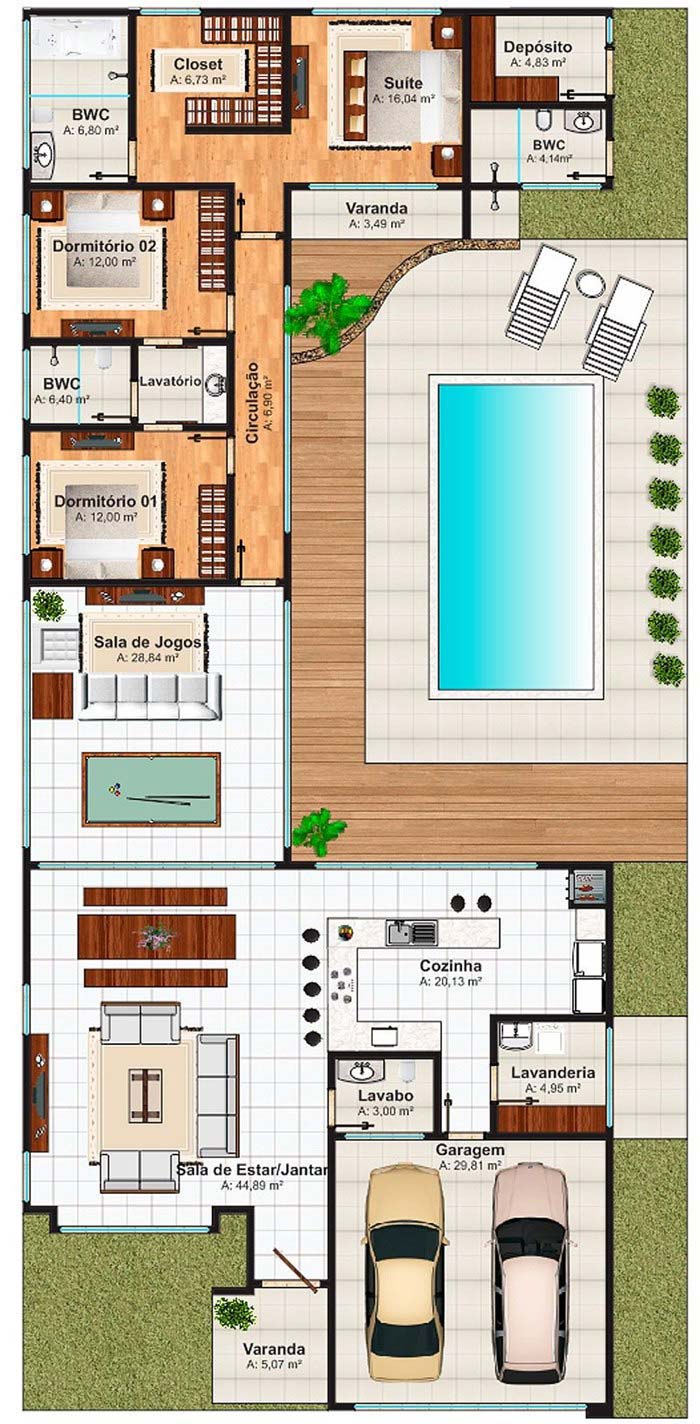  3 ოთახიანი სახლის გეგმები: იხილეთ 60 თანამედროვე დიზაინის იდეა