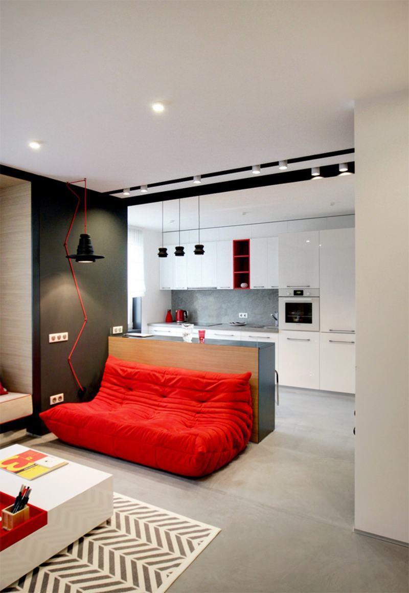  سرخ صوفے کے ساتھ رہنے کا کمرہ: متاثر ہونے کے لیے 60 خیالات اور نکات