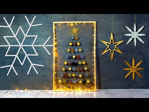  Juldekorationer på vägg: 50 fantastiska idéer och hur man gör steg för steg